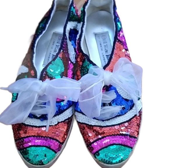 Vintage 1980's Sequin Tennis Shoes - On Your Feet - Picture 10 of 16